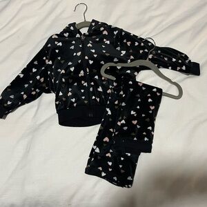 4T Black Velour Heart Jacket and Pants Set